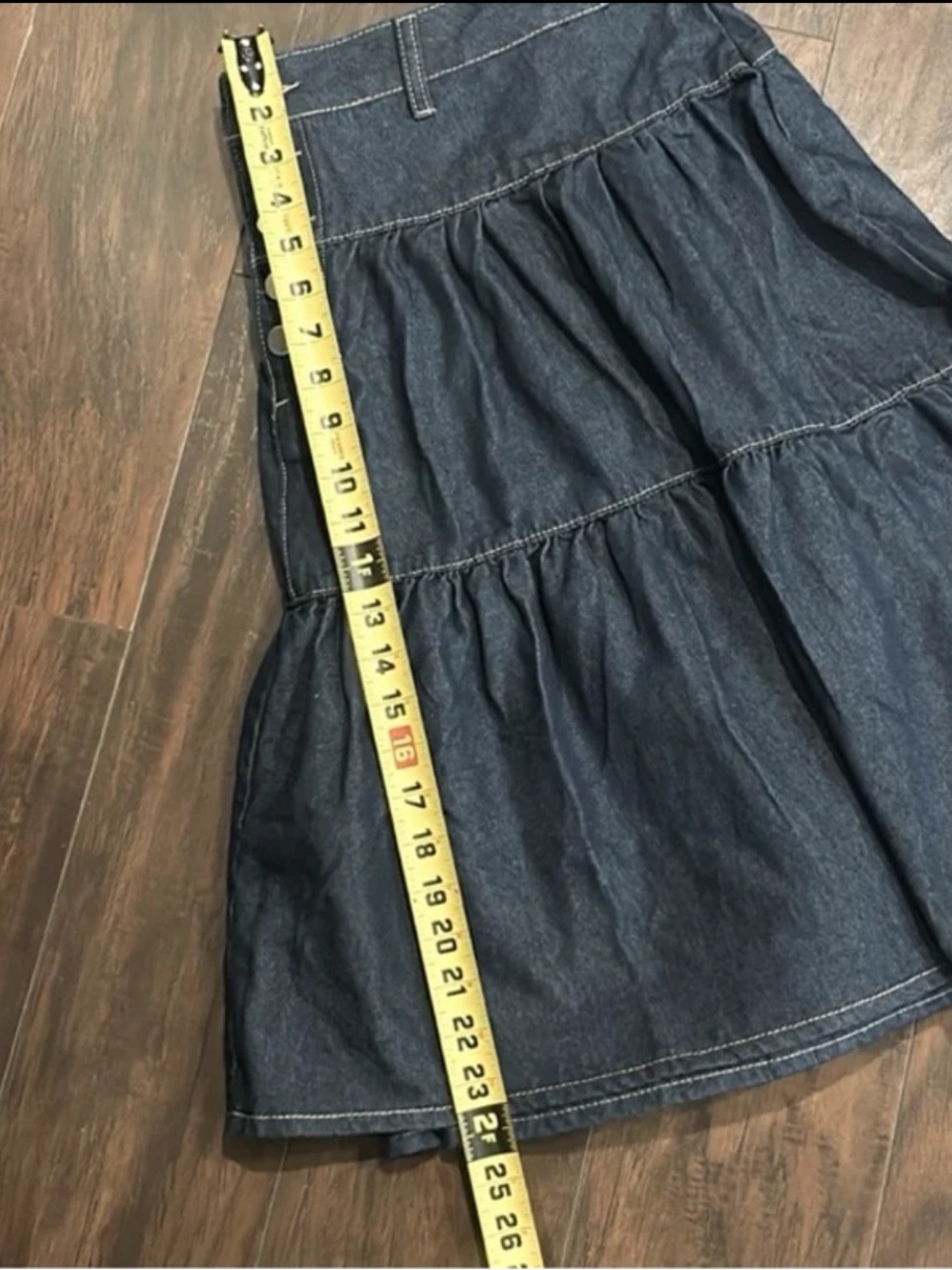 Womens Shein Curve Denim Mini Pleated Flare Skirt - Picture 7 of 10